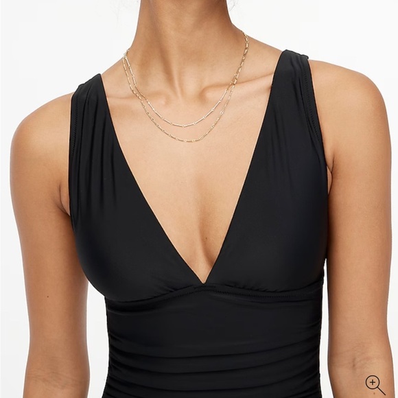 NWT J Crew V Neck Ruched One Piece Swimsuit Black Plus Size 3X - Picture 2 of 9